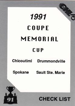 1991 7th Inning Sketch Memorial Cup (CHL) #37 Checklist 1-61 Front
