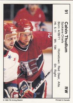 1991 7th Inning Sketch Memorial Cup (CHL) #91 Calvin Thudium Back