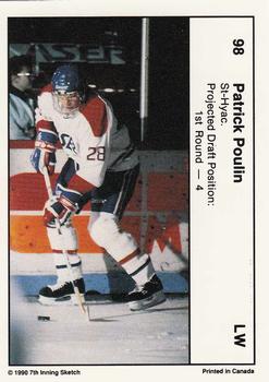 1991 7th Inning Sketch Memorial Cup (CHL) #98 Patrick Poulin Back