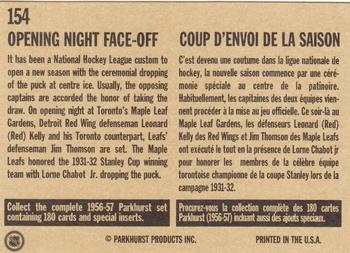 1994 Parkhurst Missing Link 1956-57 #154 Opening Night Face-Off Back
