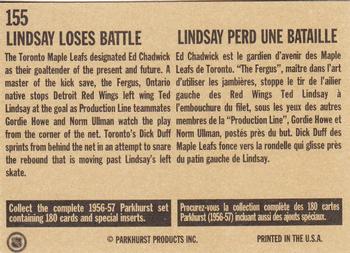 1994 Parkhurst Missing Link 1956-57 #155 Lindsay Loses Battle Back