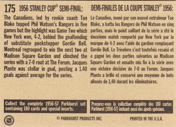 1994 Parkhurst Missing Link 1956-57 #175 Stanley Cup Semi-Final Back