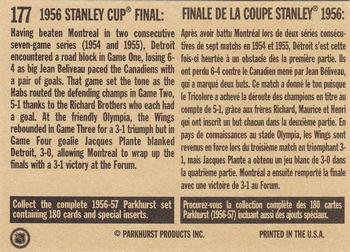 1994 Parkhurst Missing Link 1956-57 #177 Stanley Cup Final Back