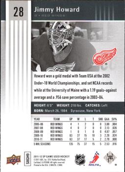 2011-12 SP Game Used #28 Jimmy Howard Back