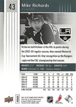 2011-12 SP Game Used #43 Mike Richards Back