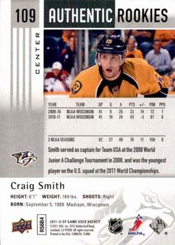 2011-12 SP Game Used #109 Craig Smith Back