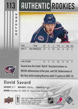 2011-12 SP Game Used #113 David Savard Back