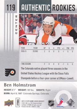 2011-12 SP Game Used #119 Ben Holmstrom Back