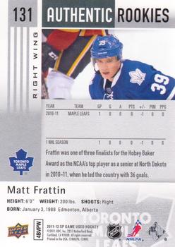 2011-12 SP Game Used #131 Matt Frattin Back