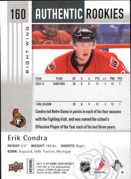 2011-12 SP Game Used #160 Erik Condra Back