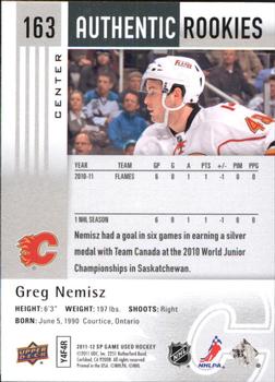 2011-12 SP Game Used #163 Greg Nemisz Back