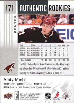 2011-12 SP Game Used #171 Andy Miele Back