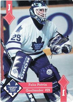 1995-96 Hoyle Western Conference Playing Cards #J♦ Felix Potvin Front