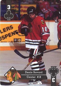 1995-96 Hoyle Western Conference Playing Cards #3♣ Denis Savard  Front