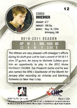2011-12 In The Game Between The Pipes #12 Chris Driedger Back
