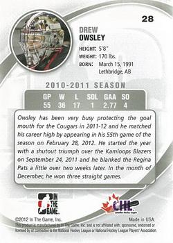2011-12 In The Game Between The Pipes #28 Drew Owsley Back