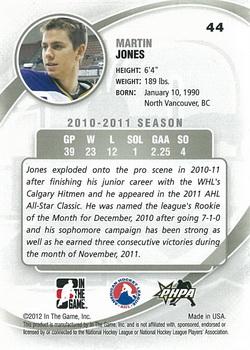 2011-12 In The Game Between The Pipes #44 Martin Jones Back