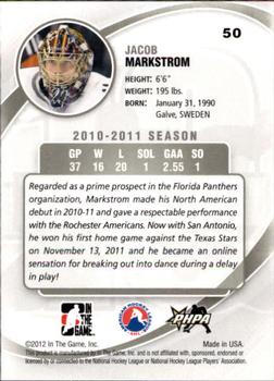 2011-12 In The Game Between The Pipes #50 Jacob Markstrom Back