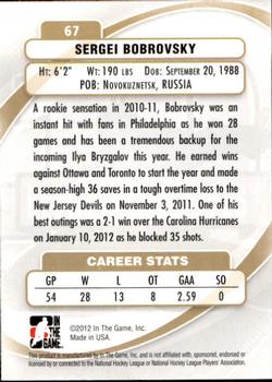 2011-12 In The Game Between The Pipes #67 Sergei Bobrovsky Back