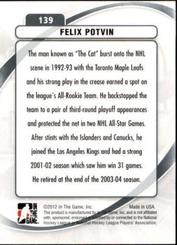 2011-12 In The Game Between The Pipes #139 Felix Potvin Back