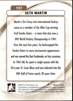2011-12 In The Game Between The Pipes #197 Seth Martin Back