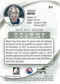2011-12 In The Game Between The Pipes #51 Robert Mayer Back