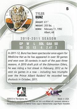 2011-12 In The Game Between The Pipes #5 Tyler Bunz Back
