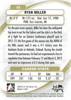 2011-12 In The Game Between The Pipes #86 Ryan Miller Back