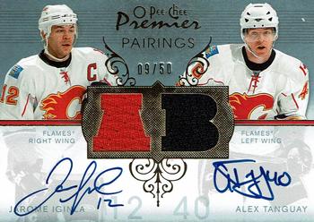 2007-08 O-Pee-Chee Premier - Pairings Autographed Jersey #PC-IT Jarome Iginla / Alex Tanguay Front