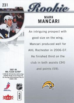 2007-08 Ultra #231 Mark Mancari Back