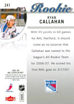 2007-08 Ultra #241 Ryan Callahan Back
