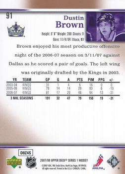 2007-08 Upper Deck #91 Dustin Brown Back