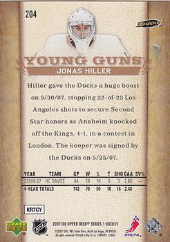 2007-08 Upper Deck #204 Jonas Hiller Back
