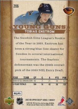 2007-08 Upper Deck #206 Tobias Enstrom Back