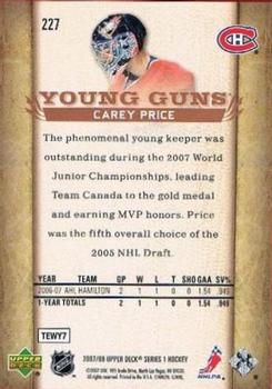 2007-08 Upper Deck #227 Carey Price Back