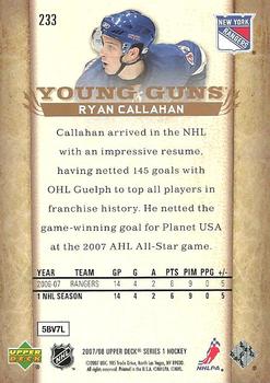 2007-08 Upper Deck #233 Ryan Callahan Back