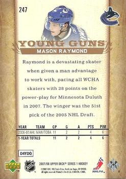 2007-08 Upper Deck #247 Mason Raymond Back