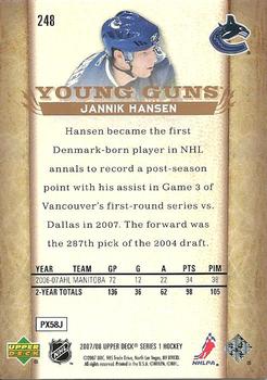 2007-08 Upper Deck #248 Jannik Hansen Back