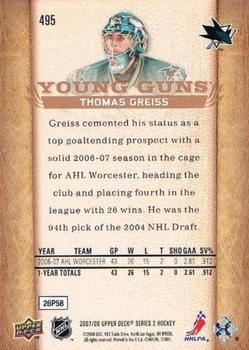 2007-08 Upper Deck #495 Thomas Greiss Back