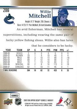 2007-08 Upper Deck #286 Willie Mitchell Back