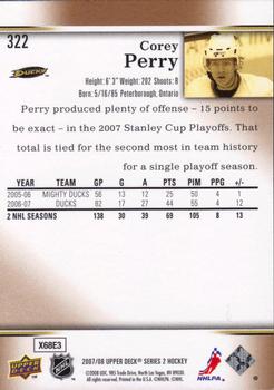 2007-08 Upper Deck #322 Corey Perry Back