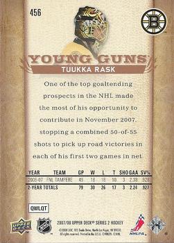2007-08 Upper Deck #456 Tuukka Rask Back