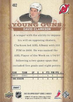 2007-08 Upper Deck #482 David Clarkson Back