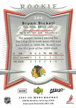 2007-08 Upper Deck MVP #304 Bryan Bickell Back