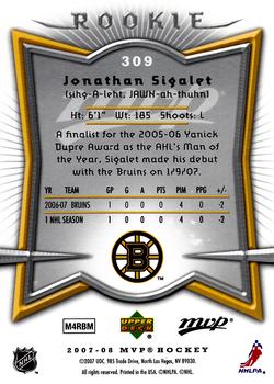 2007-08 Upper Deck MVP #309 Jonathan Sigalet Back