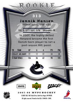 2007-08 Upper Deck MVP #313 Jannik Hansen Back