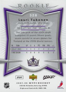 2007-08 Upper Deck MVP #328 Lauri Tukonen Back