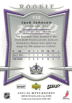 2007-08 Upper Deck MVP #332 Jack Johnson Back