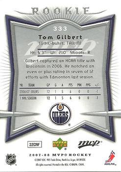 2007-08 Upper Deck MVP #333 Tom Gilbert Back
