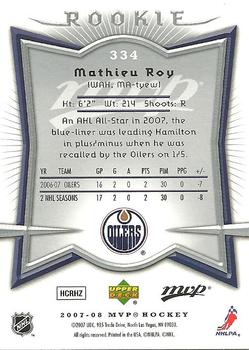 2007-08 Upper Deck MVP #334 Mathieu Roy Back